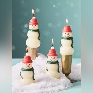 Anthropologie Snowman Shaped Taper Candles, Set of 4